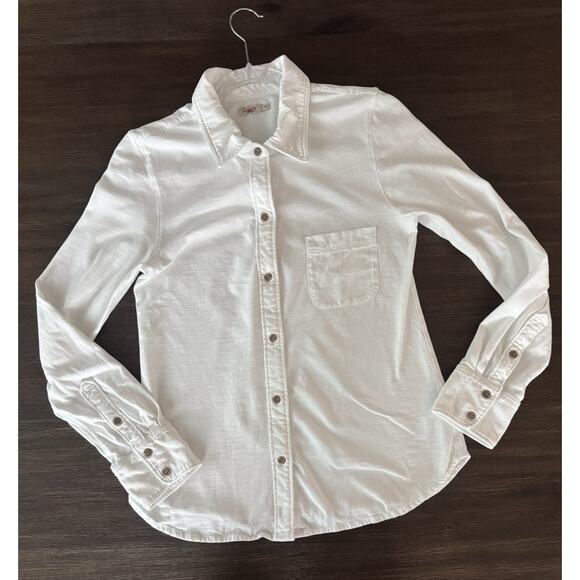 Faherty Shirt Button Up White Sunwashed Knit Long Sleeve M - Picture 1 of 7
